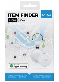 תגית איתור לאפל עם כיסוי עור ומחזיק מפתחות MiTag חברת MiLi